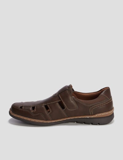 Sandales à scratchs marron homme
