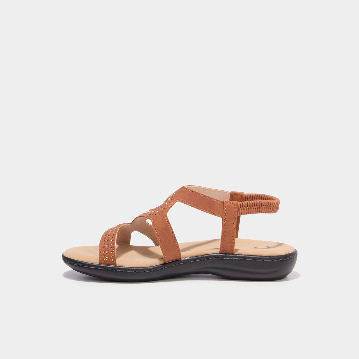 Sandales &agrave; strass marron femme