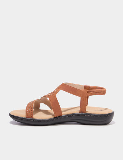 Sandales &agrave; strass marron femme