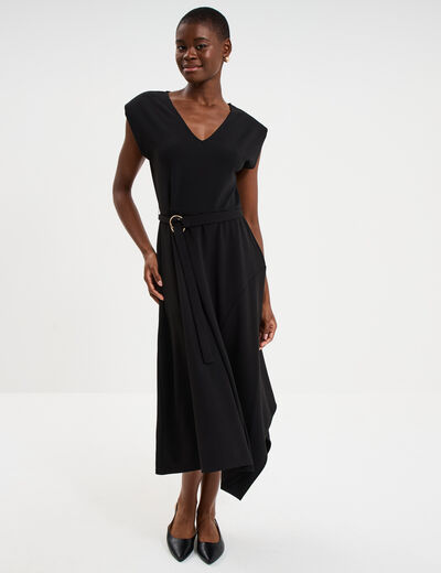 Robe &eacute;vas&eacute;e longue sans manches noir femme