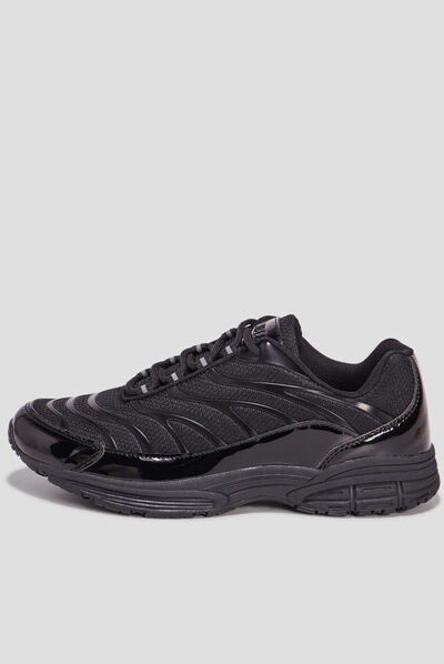 Baskets running à lacets élastiqués noir femme
