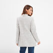 Manteau mi-long cintré zippé col montant gris clair femme