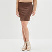 Jupe tube courte taille haute marron femme