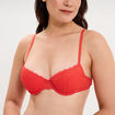 Soutien-gorge corbeille padd&eacute; dentelle rouge femme