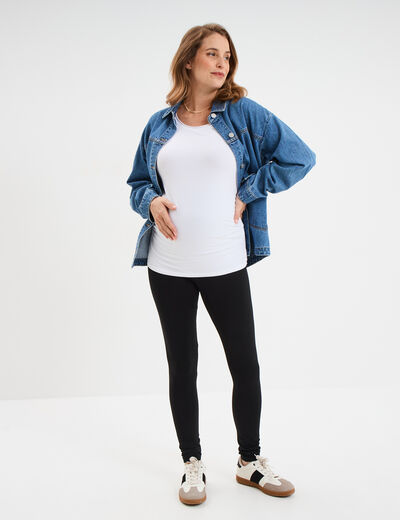 Legging grossesse en coton noir femme maternit&eacute;