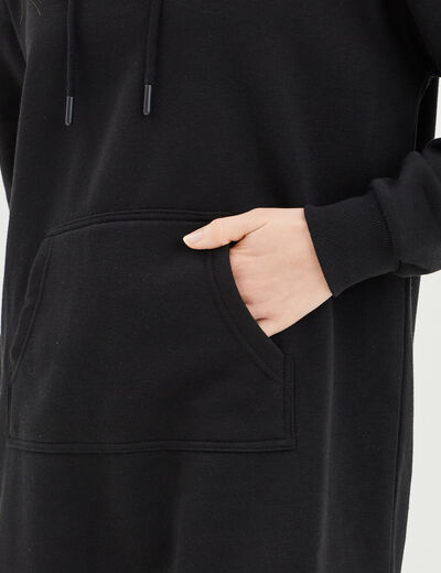 Robe sweat à capuche noir femme