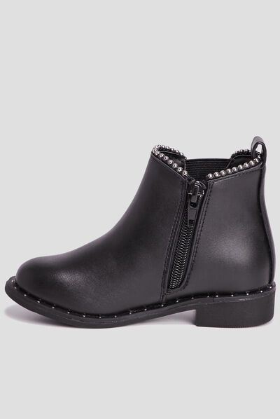 Bottines chelsea zippées à clous noir fille