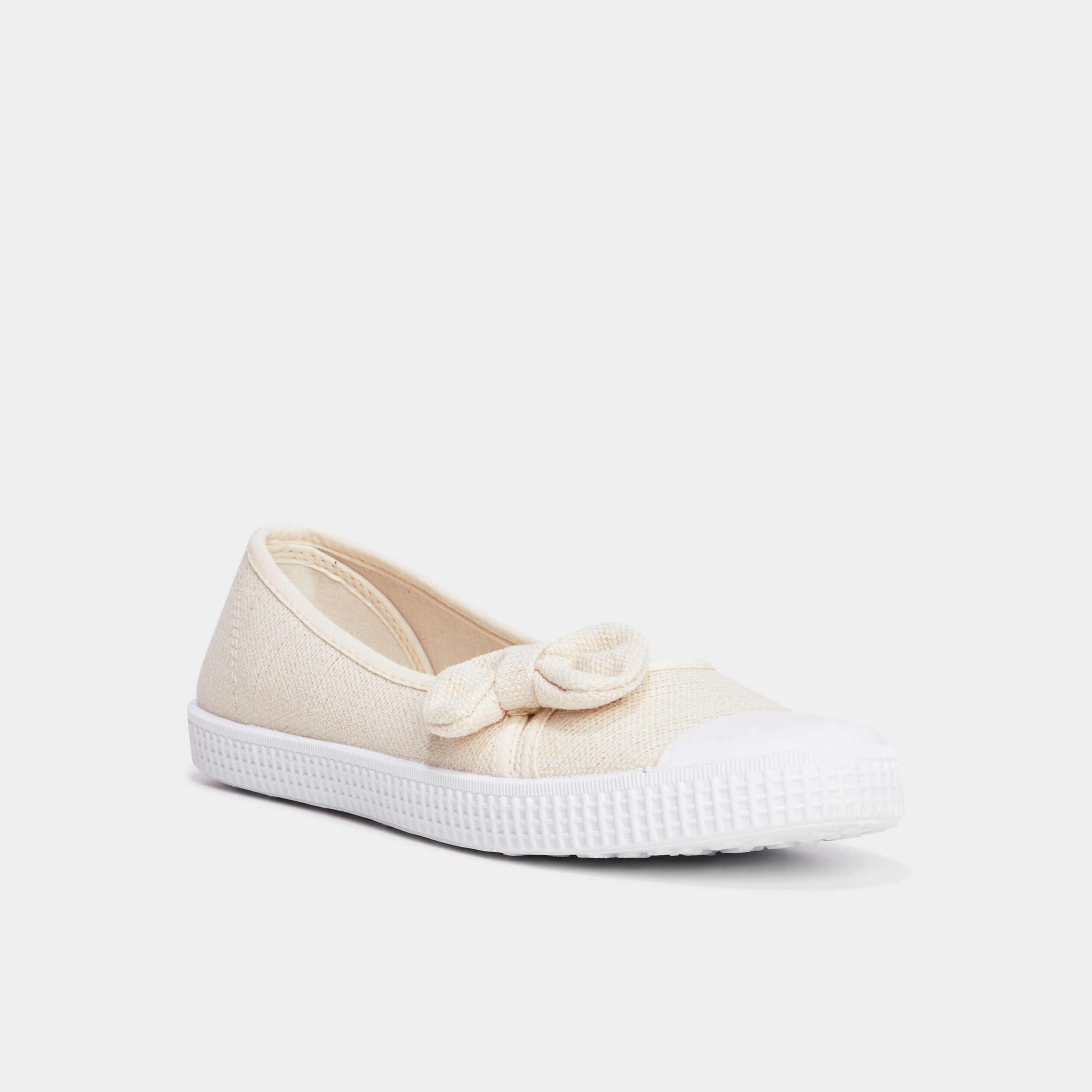 Ballerines en toile avec noeuds sable femme LH