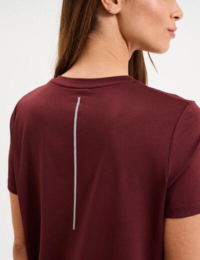 T-shirt de sport droit manches courtes violet fonc&eacute; femme
