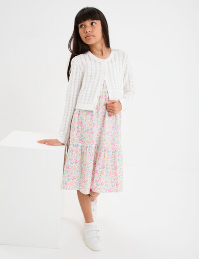 Robe courte à bretelles fines ecru fille