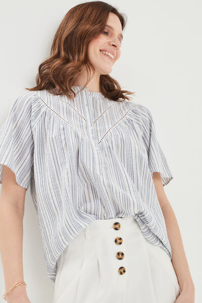 Blouse manches courtes Creeks ecru femme