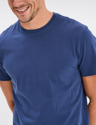 T-shirt en coton manches courtes bleu foncé homme