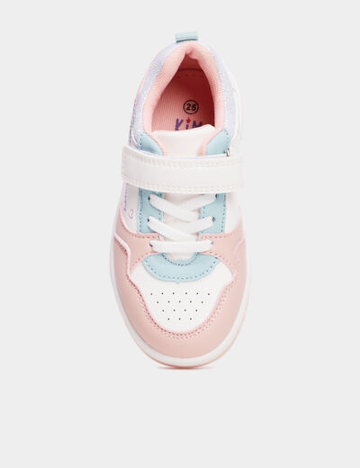 Tennis basses à scratchs blanc fille