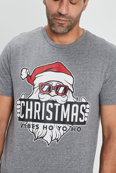 T-shirt de Noël manches courtes gris homme