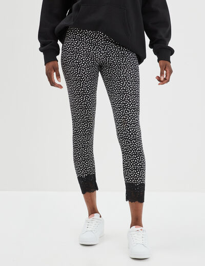 Legging 7/8ème avec dentelle noir femme