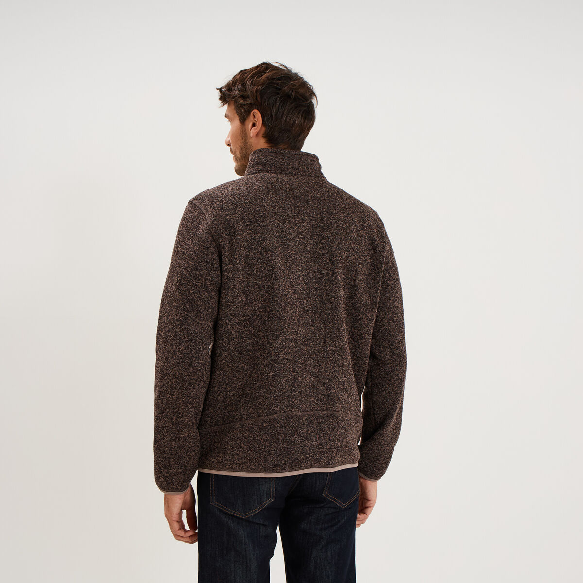 Gilet manches longues col montant marron chocolat homme