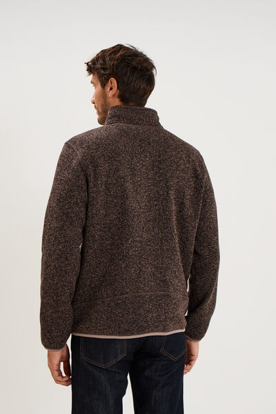 Gilet manches longues col montant marron chocolat homme