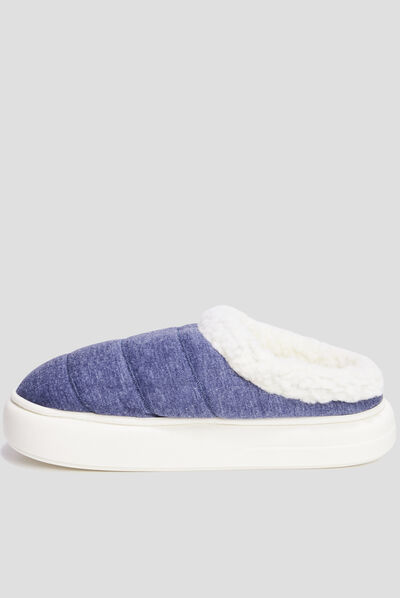 Chaussons fourrés compensés Liberto bleu homme