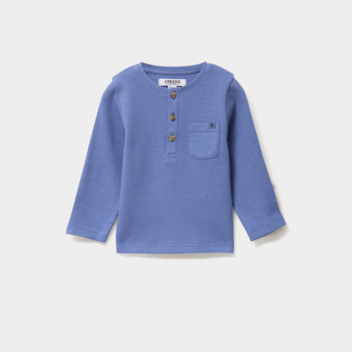 T-shirt col tunisien manches longues bleu lavande bébé garçon