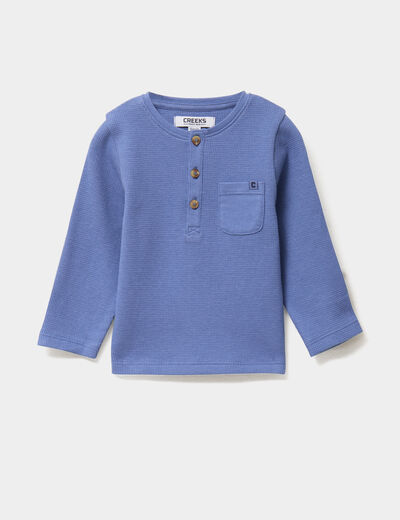 T-shirt col tunisien manches longues bleu lavande bébé garçon