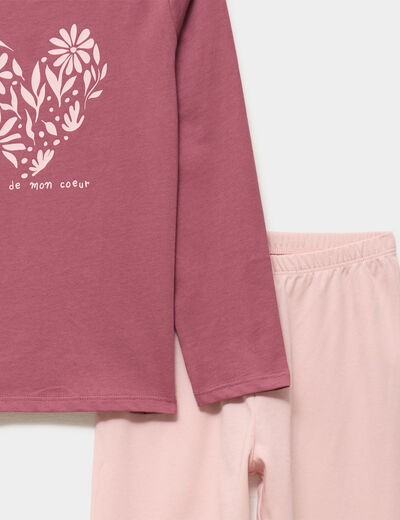 Ensemble pyjama pantalon t-shirt coton vieux rose fille