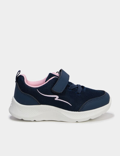 Baskets running &agrave; scratchs bleu marine fille