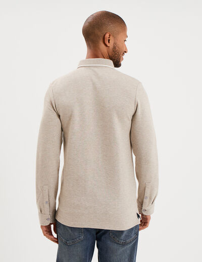 Polo manches longues gris clair homme