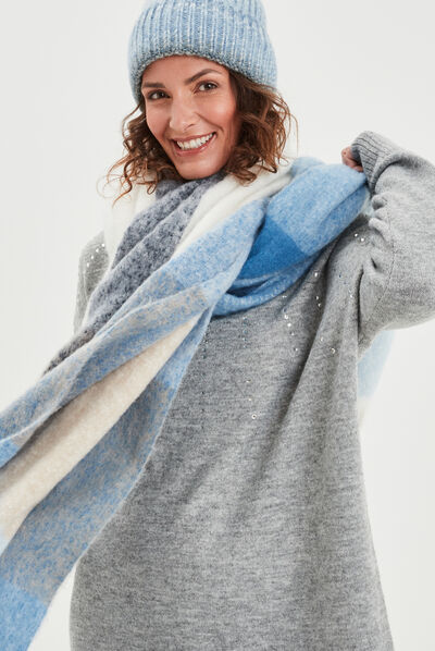 Écharpe bleu femme
