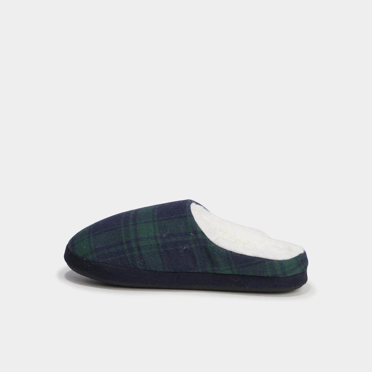 Chaussons mules fourr&eacute;s vert homme