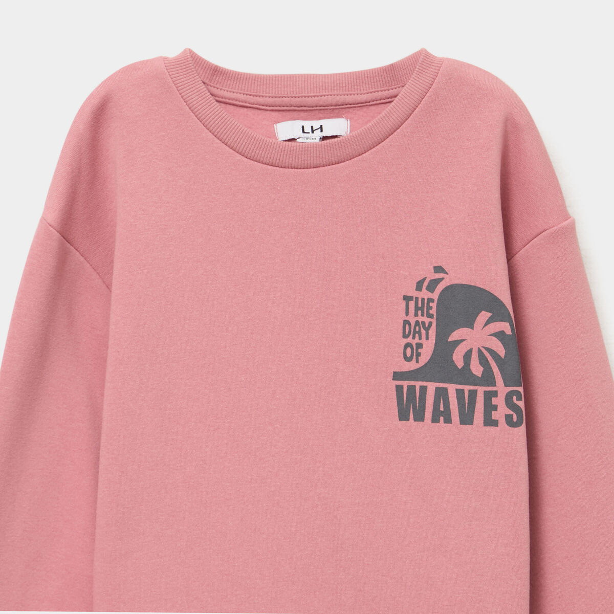 Sweat oversize col rond manches longues rose gar&ccedil;on