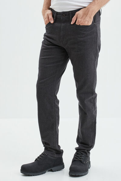 Pantalon straight 5 poches coton Creeks gris foncé homme