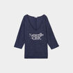 Pull manches 3/4 chauve-souris col V bleu marine femme grande taille