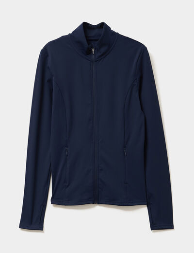 Veste de sport ajust&eacute;e avec fermeture bleu marine femme