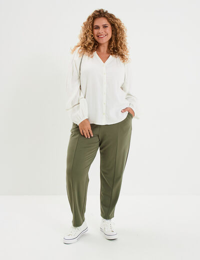 Blouse manches longues gaze de coton blanc femme grande taille
