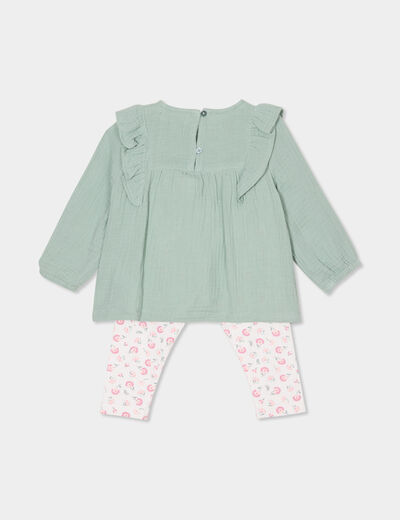 Ensemble 3 pièces coton Creeks creme bébé fille