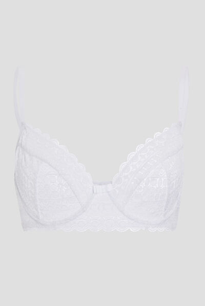 Soutien-gorge emboîtant en dentelle blanc femme
