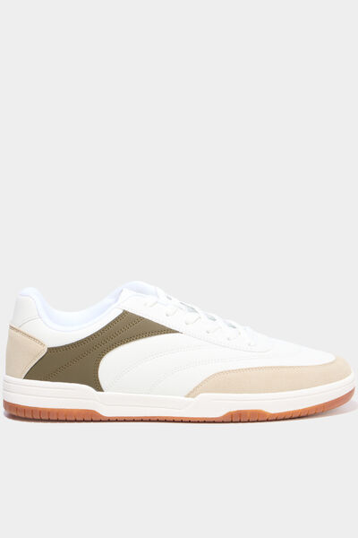 Baskets basses &agrave; lacets blanc homme