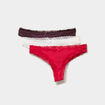 Lot 3 tangas avec dentelle rouge femme