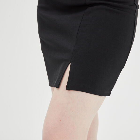 Jupe courte droite avec fente noir femme