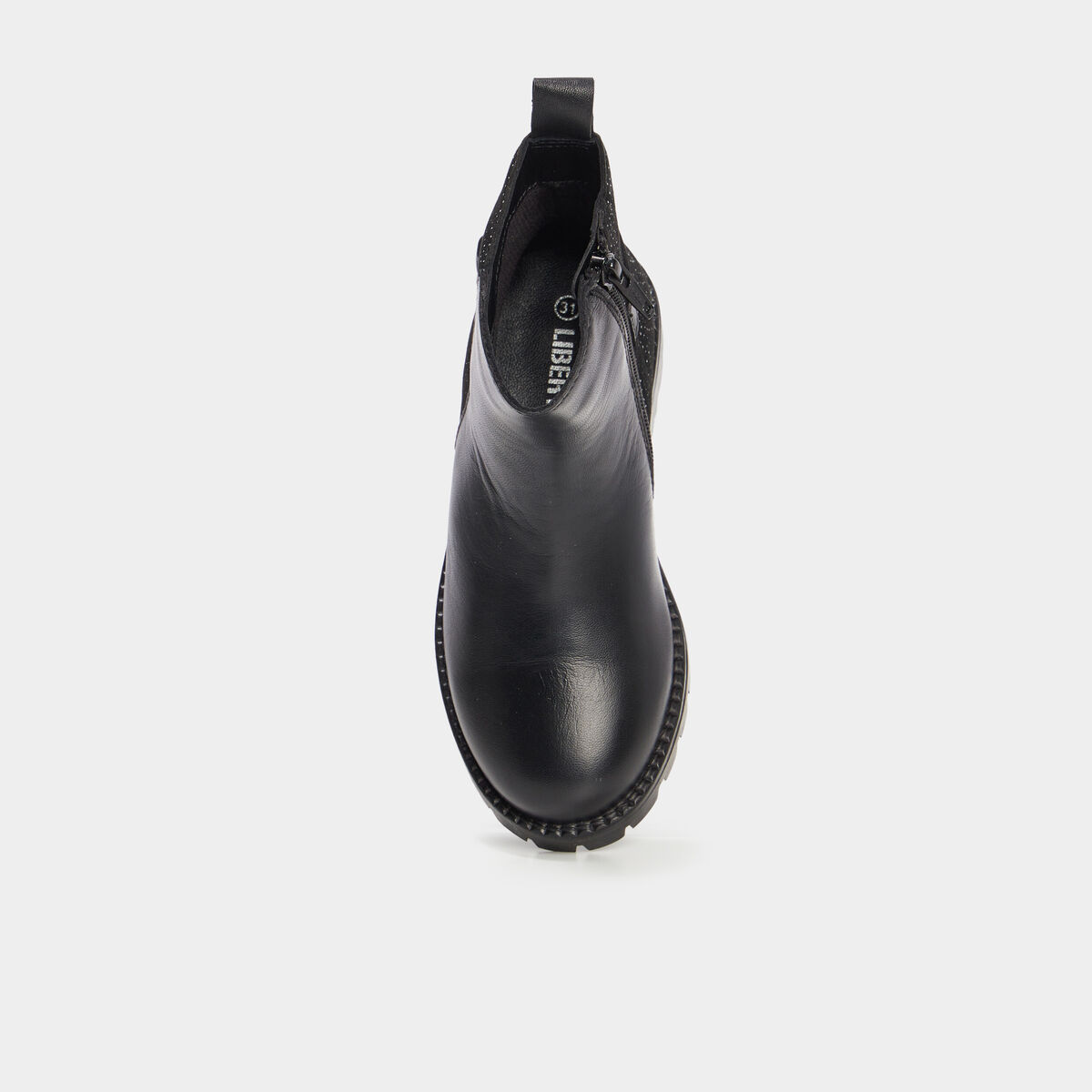 Bottines à strass en cuir noir fille