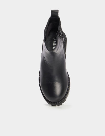 Bottines à strass en cuir noir fille