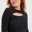 T-shirt court ajust&eacute; ouverture poitrine noir femme