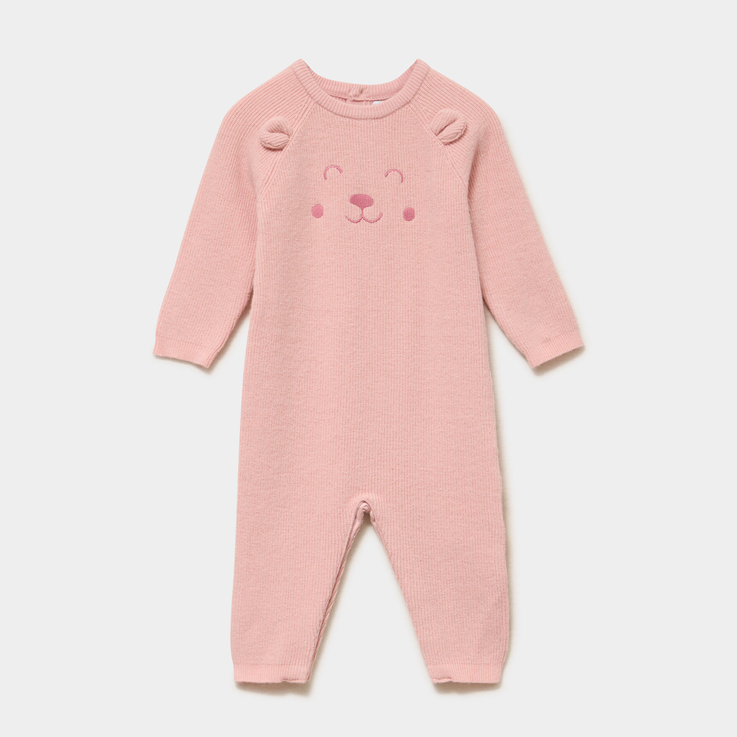 Combinaison tricot manches longues rose fushia bébé