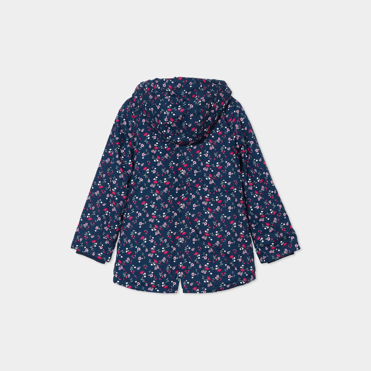 Parka droite à capuche bleu marine fille