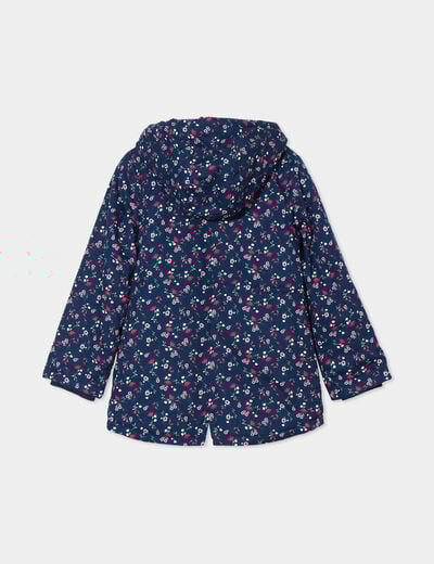 Parka droite à capuche bleu marine fille
