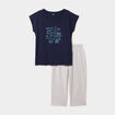 Ensemble pyjama corsaire et t-shirt bleu marine femme