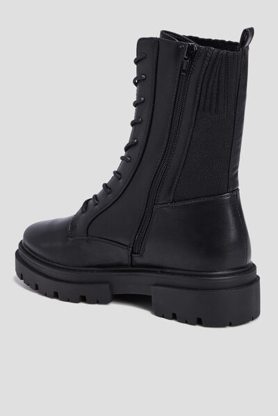 Bottines forme chaussette à lacets noir femme