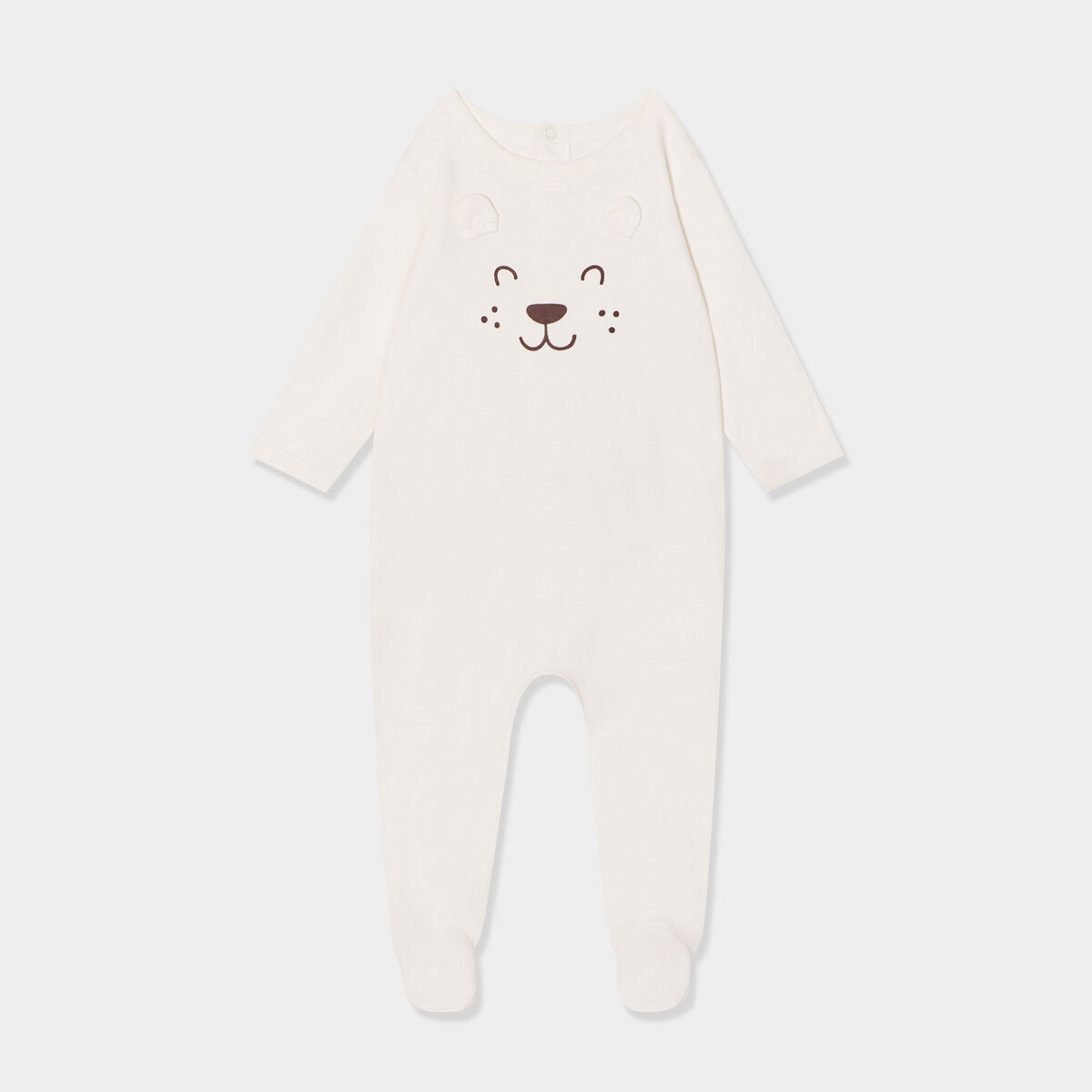 Dors-bien manches longues boutonné coton ecru bébé