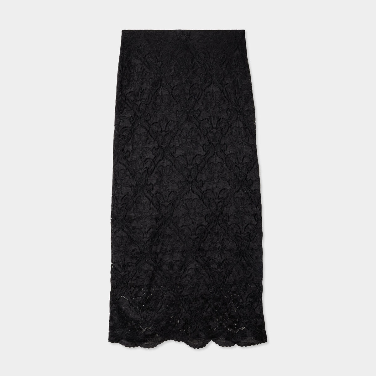 Jupe midi dentelle noir femme