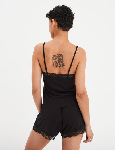 Ensemble pyjama short et débardeur noir femme